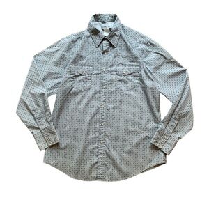 Men's Wrangler Wrancher Pearl Snap Size L Grey With Blue Diamonds